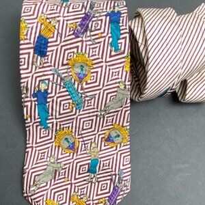 Vintage Via Veneto Tie 100% Silk Golf Print